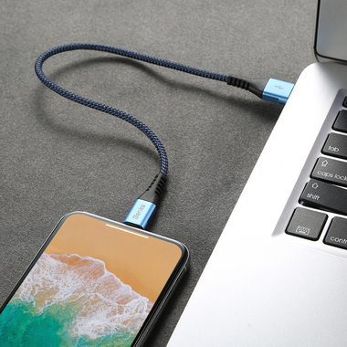 Lightning USB кабель синий, 25 см - Chidian, фото №2