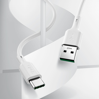 USB A - Type C 5A Fast Charging кабель белого цвета 120 см, фото №1