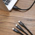 Нейлоновый USB кабель 3 в 1 Micro USB Lightning Lightning - Черный, фото №2
