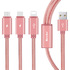 Кабель 3 в 1 Lightning Micro USB Type C Розовый, фото №1