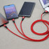 Нейлоновый USB кабель 3 в 1 Micro USB Type C Lightning - Красный, фото №2