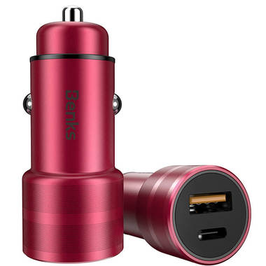 Benks зарядное устройство в прикуриватель на USB A - Type C - красный, фото №3