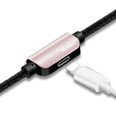 0.25 м - переходник для наушников и зарядки iPhone - розовый, фото №3