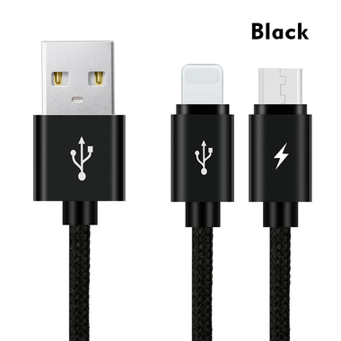 Кабель 2 в 1 Lightning - Micro USB Черный, фото №1