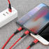 Нейлоновый USB кабель 3 в 1 Type C Lightning Lightning - Красный, фото №2