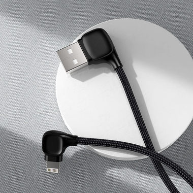 Lightning USB MFI кабель под 90 градусов - черный Elbow, фото №8