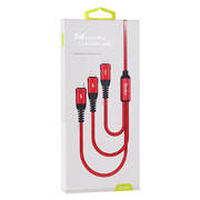 Нейлоновый USB кабель 3 в 1 Micro USB Lightning Lightning - Красный