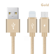 Кабель 2 в 1 Lightning - Micro USB Золотой