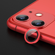 Защитное стекло на камеру iPhone 11, красная мет. рамка KR - 1шт.