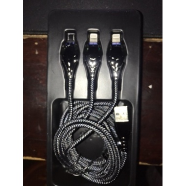 Benks USB кабель Black Mamba 3 в 1 150 см - Lightning - Lightning - Type C, фото №2, добавлено пользователем