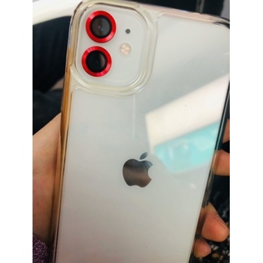 Защитное стекло на камеру iPhone 11, красная мет. рамка KR - 1шт., фото №2, добавлено пользователем