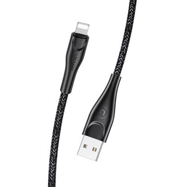 Usams Lightning кабель - USB 2.0 - черный в тканевой обмотке, 3м. (SJ397USB01), фото №4