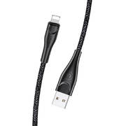 Usams Lightning кабель - USB 2.0 - черный в тканевой обмотке, 1м. (SJ391USB01) - фото 1