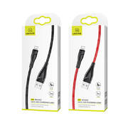 Usams Lightning кабель - USB 2.0 - черный в тканевой обмотке, 2м. (SJ394USB01) - фото 1