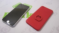красный тонкий чехол с кольцом и подставкой для apple iphone 7 фото