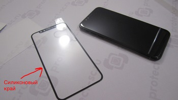 стекло с 3Д силиконовой рамкой черное на айфон Х